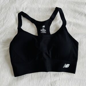 New Balance NB NEW Seamless Large Padded Black Sports Bra Workout Yoga Top